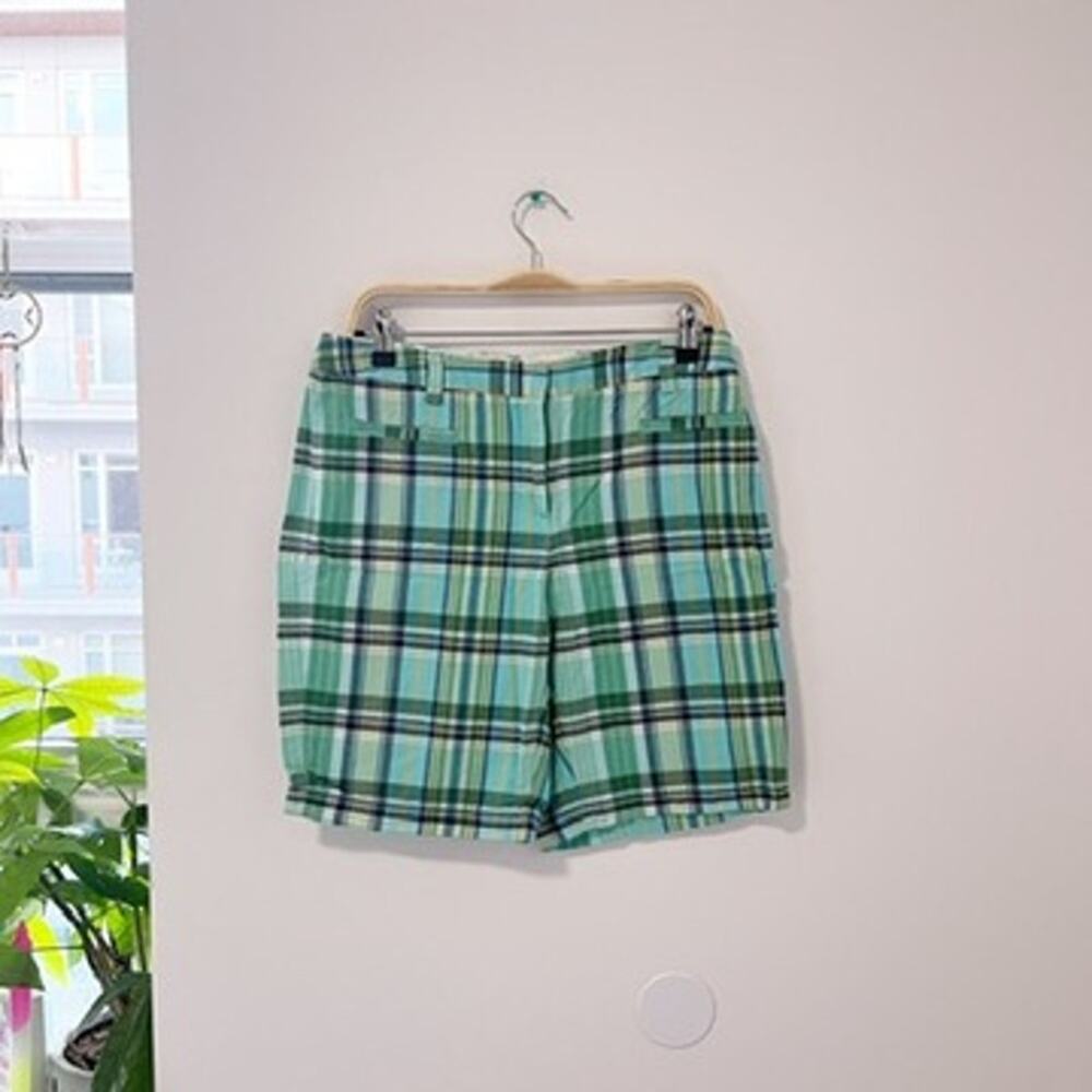 Lands' End Blue & Green Plaid Shorts Size 10
